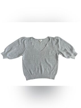 Gentle Fawn Light Gray V-Neck Puff Sleeve Knit- phoebe sweater